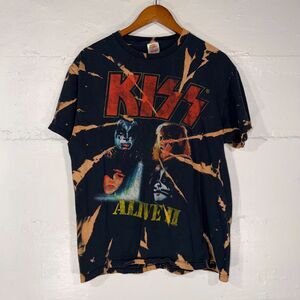 Y2K VTG KISS Alive II T-Shirt Large Black Tie Dye Classic Rock Album